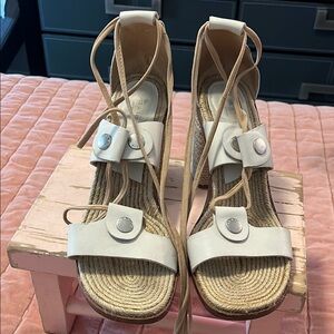 rag & bone White Strappy Wedge Heels